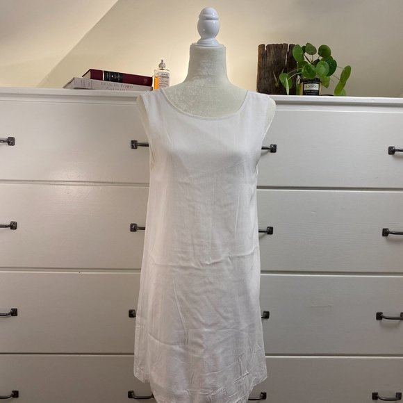 Vintage White Dress + Low Back + Fringe + Small - Picture 3 of 6